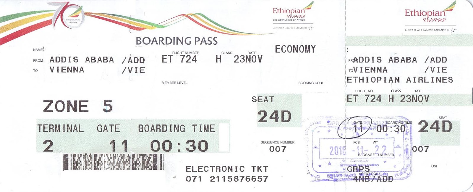 ethiopian airlines travel document