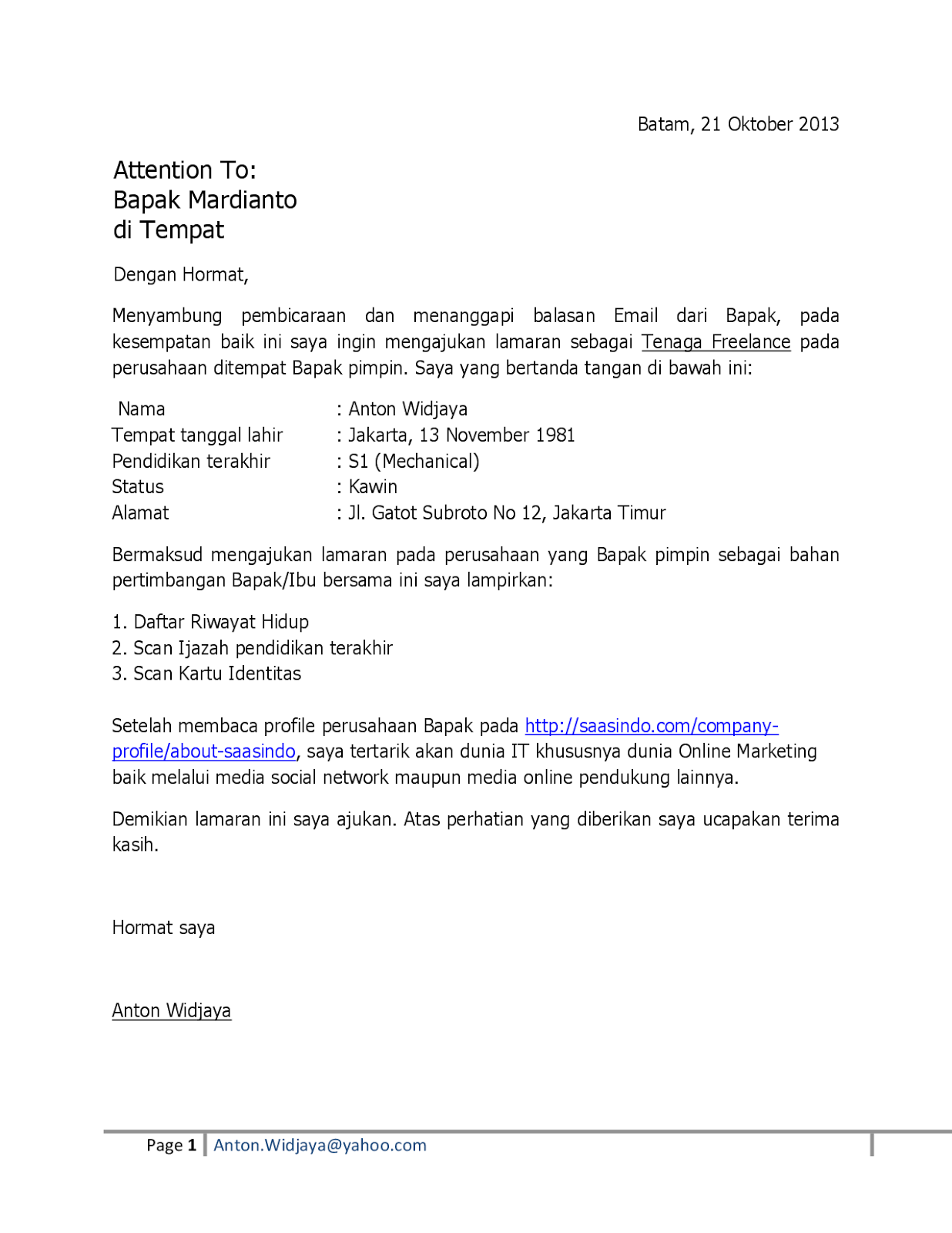 contoh surat lamaran kerja via email dalam bahasa inggris contoh surat lamaran kerja via email dalam bahasa inggris