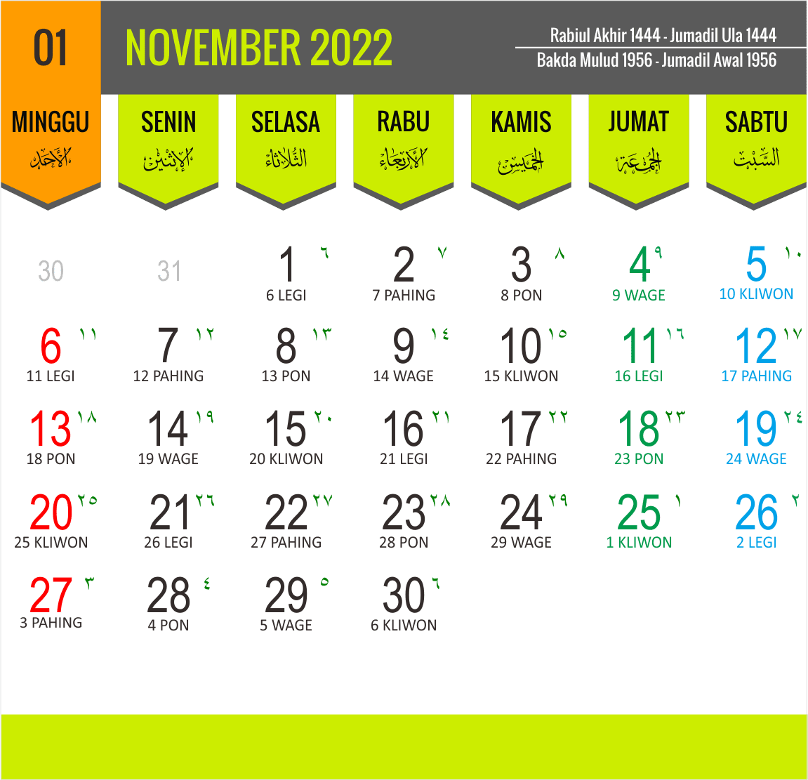 Kalender november 2021 lengkap dengan weton