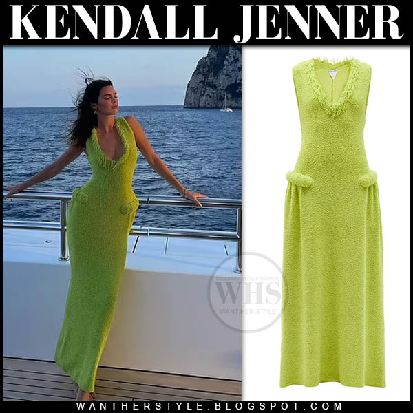 Kendall Jenner in green maxi dress in Italy on August 24 ~ I want her