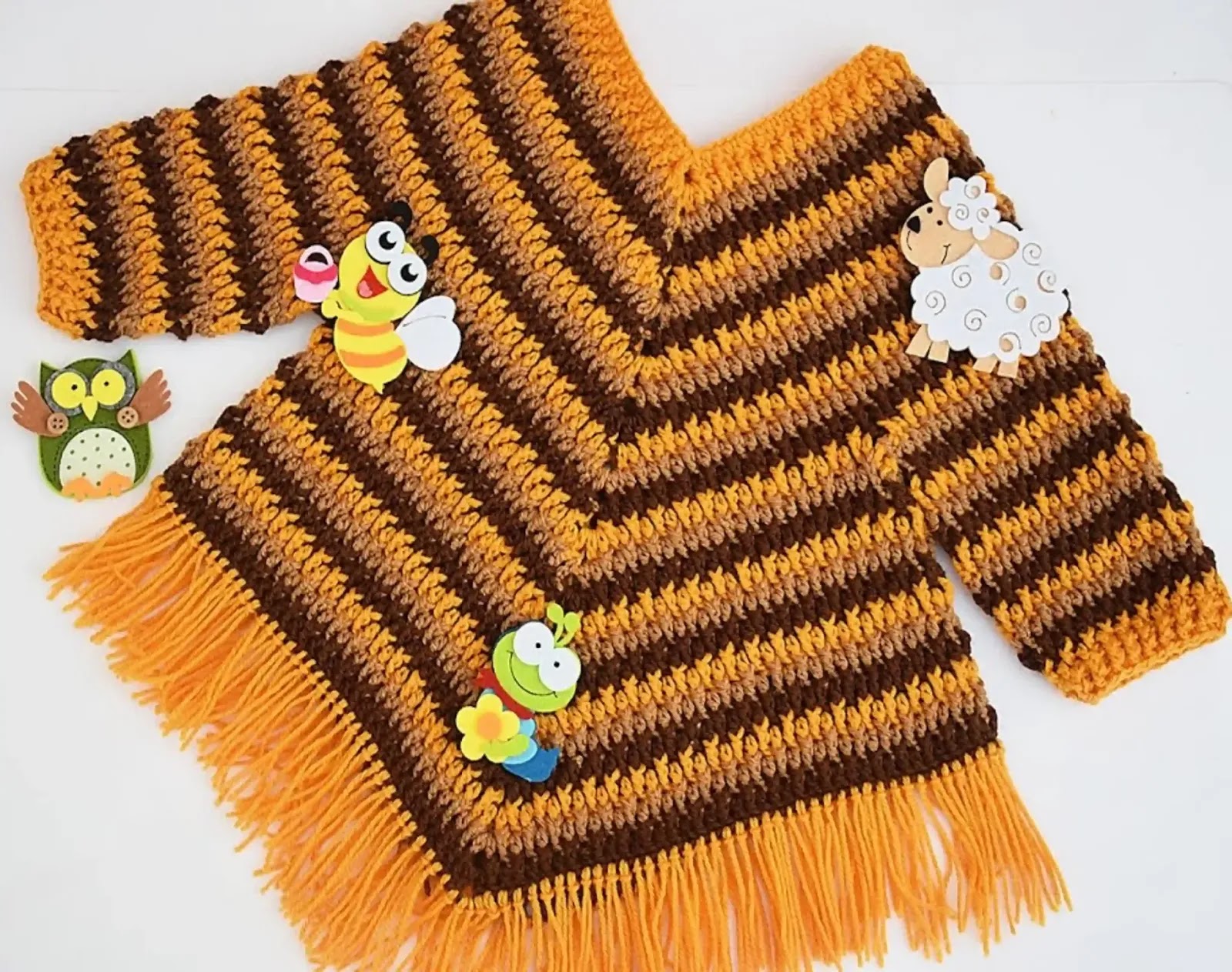 154. Tutorial Poncho Mangas para Niño o a Crochet