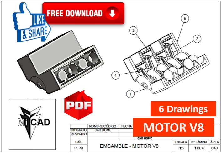 Mi Cad: Planos Motor V8