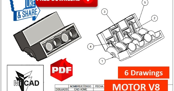 Mi Cad: Planos Motor V8