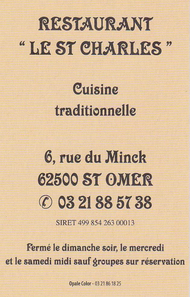 The traveler's drawer RESTAURANT "LE ST CHARLES", St.Omer (France)