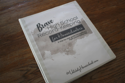 Binder for high school transcript for a homeschooler