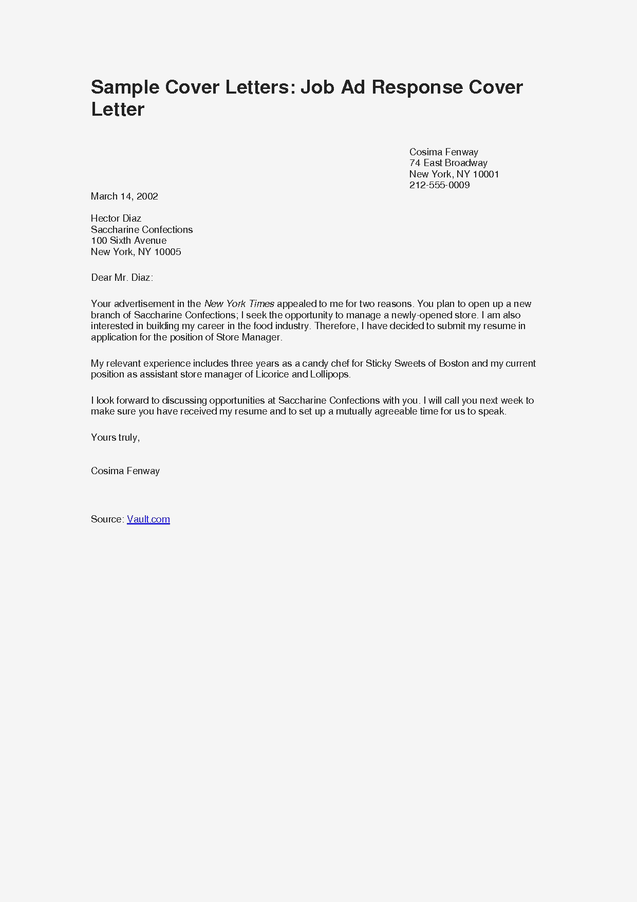 simple general cover letter sample