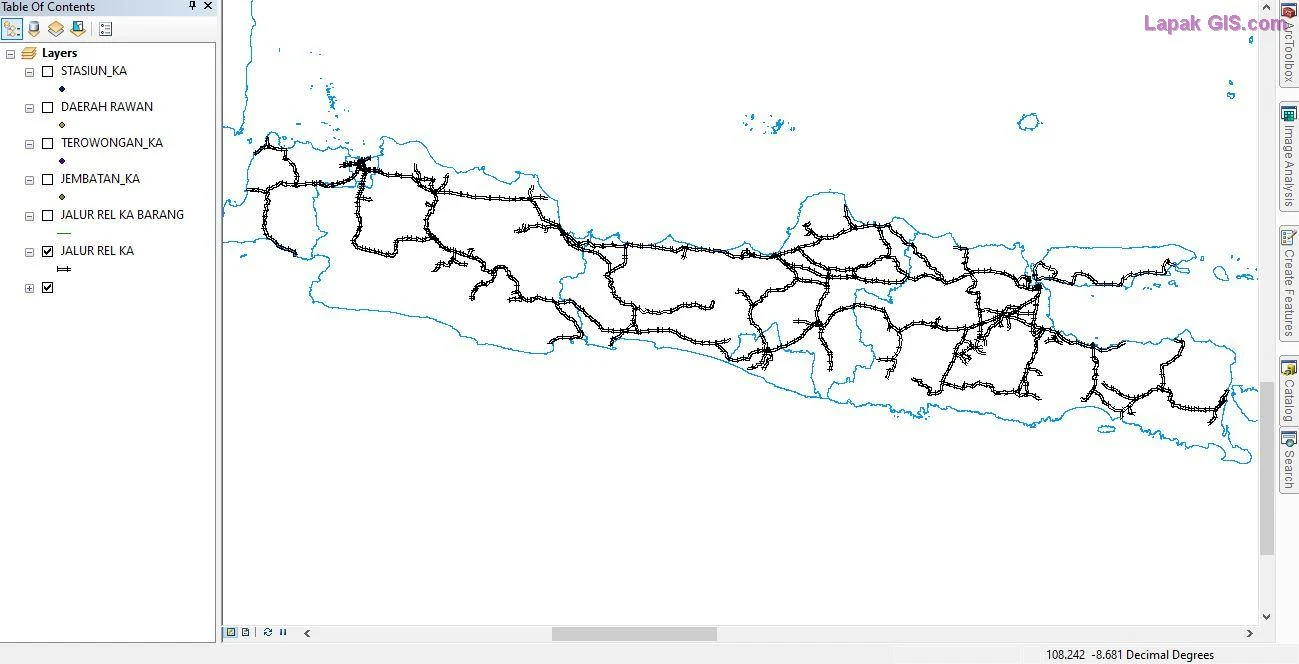 Shapefile Peta Sebaran Jalur Rel dan Stasiun Kereta Api