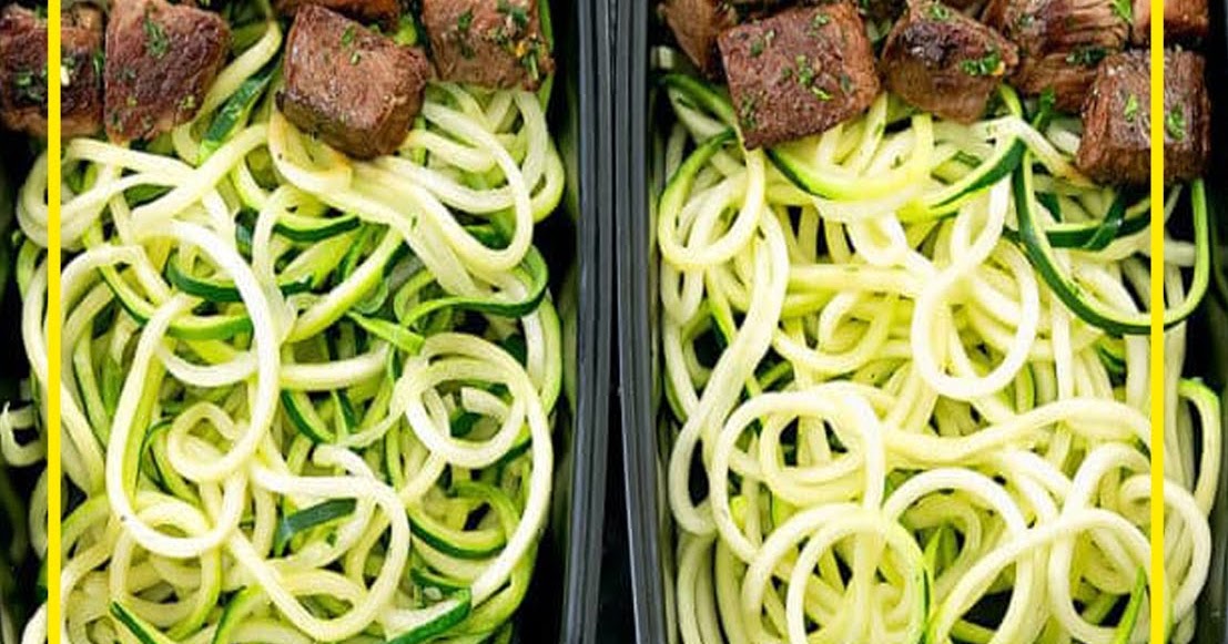 THE BEST Garlic Butter Steak Bites with Zucchini Noodles Meal Prep