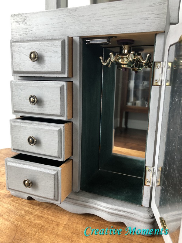 Grey & Faux Mercury Glass Jewelry Box