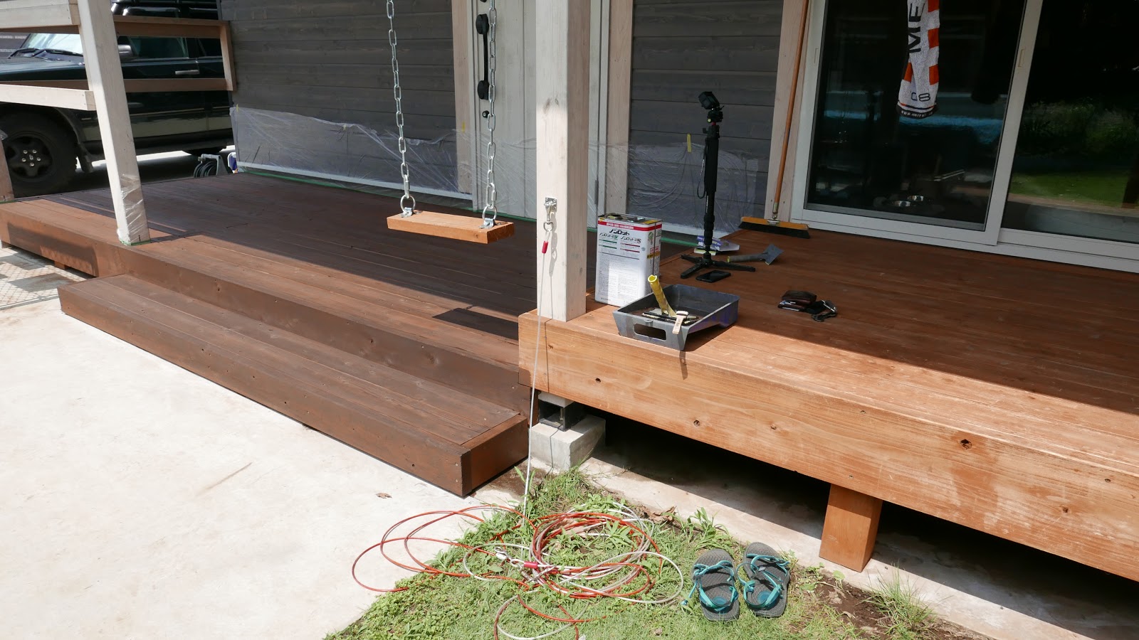 全てはカタチから… 【平屋のウッドデッキ塗装】ノンロット205Nライトブラウン