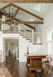 farmhouse modern office american living room wood stairs beams decor rustic donald staircase interior open lococo architects classic reclaimed farm