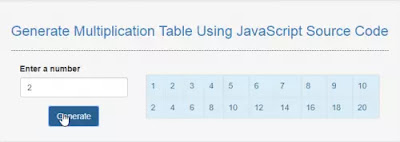 How To Generate Multiplication Table Using JavaScript - Free Source ...