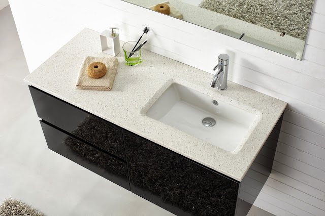 Manisa Single Basin Black Vanity With Nougat Ice Diamondstone Top