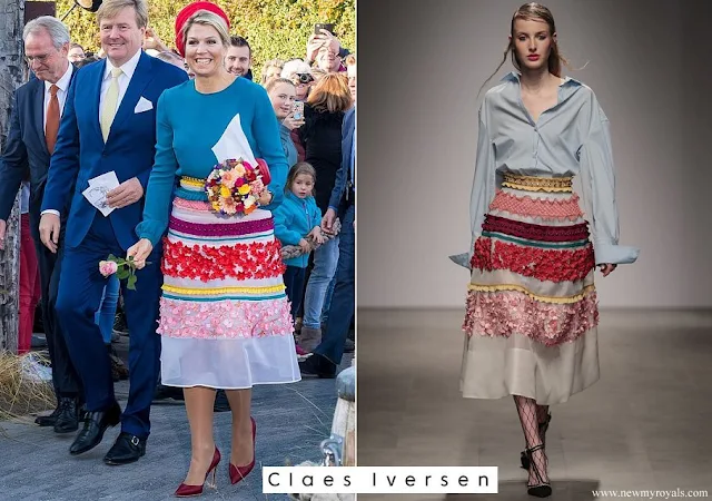 Queen Maxima wore a colourful midi skirt from Claes Iversen