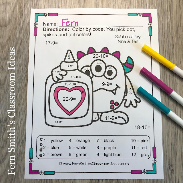 Click Here to Download This St. Valentine's Day Color By Number Love Monsters Addition, Subtraction, Multiplication, and Division Four Pack Bundle Resource to Use with Your Students Today!