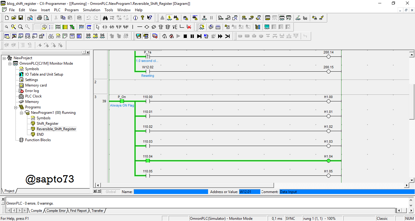 Belajar Shift Register dengan PLC Omron CXProgrammer Blog0listrik