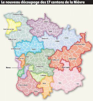 Les 17 cantons de la Nièvre