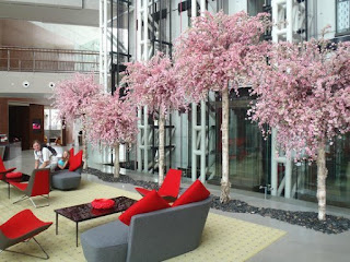Flowering artficial cherry blossom trees