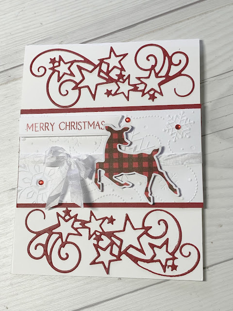 Christmas Card with a deer focal point using Stampin' Up! Peaceful Deer Bundle