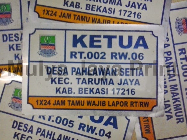 Menerima pesanan pembuatan Plat nomor rumah untuk ketua RT/RW ...