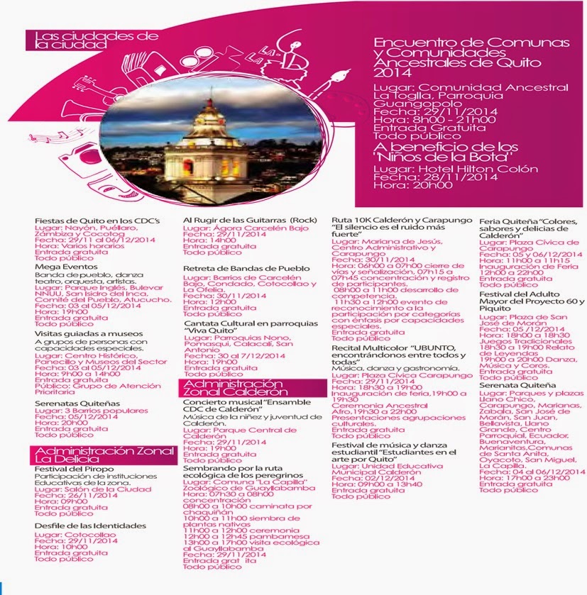 Programa eventos fiestas de Quito 2014