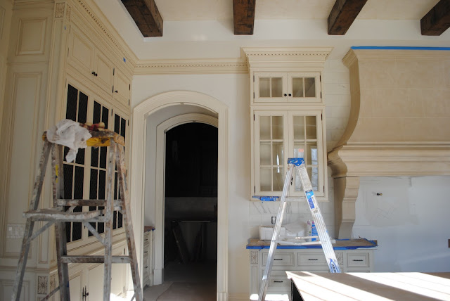 During construction of French Country kitchen in French chateau The Enchanted Home