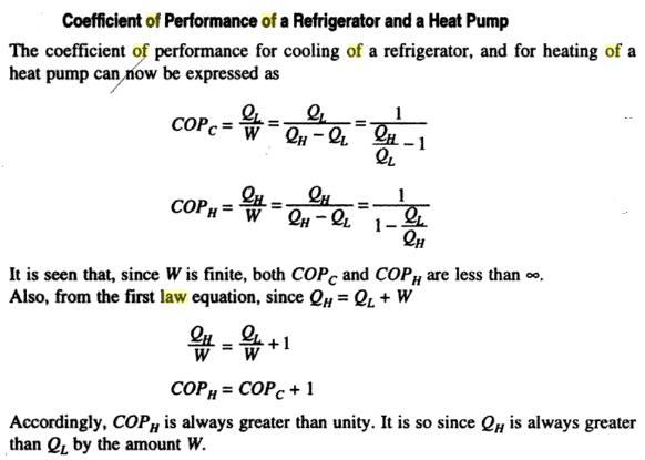 COP - coefficient of performance