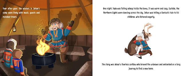 Learn about reindeer, caribou, the Arctic, & the Sami people with Yuka's Way Home by Abigail Roscoe, then use oil pastels to draw the northern lights. #kellysclassroomonline