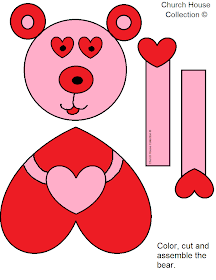 Valentine's Day Bear Cutout Craft For Kids