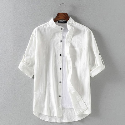 White 3/4 Sleeve Casual Button-Down Shirt by Incerun - Fashion Products ...