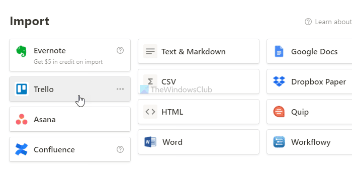 Cómo importar tareas, tableros y espacios de trabajo de Trello a Notion