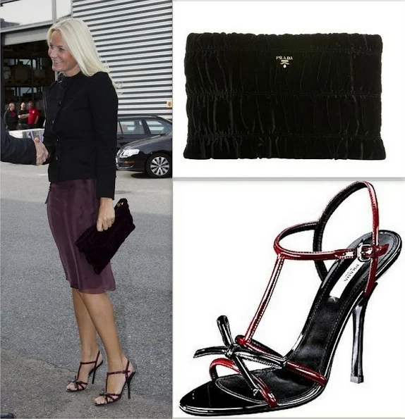 Crown Princess Mette Marit of Norway wore Prada shoes and style bag. ready-to-wear, perfumes and other fashion