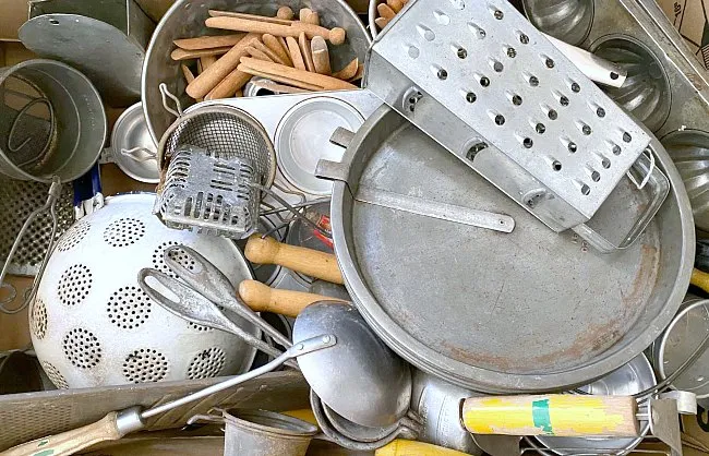 Vintage kitchen items for repurposing. 