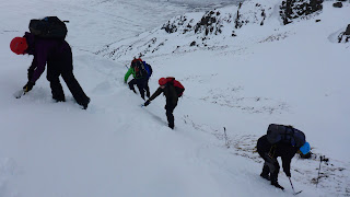 Cutting steps on Cairngorm Club Winter Skills Course