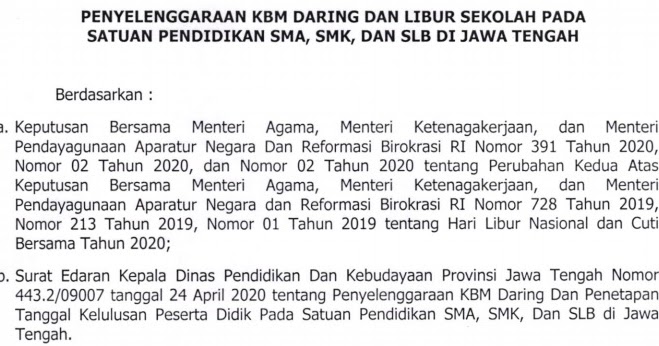 Aturan KBM Daring Sampai 29 Mei 2020, Libur Sekolah dan ...