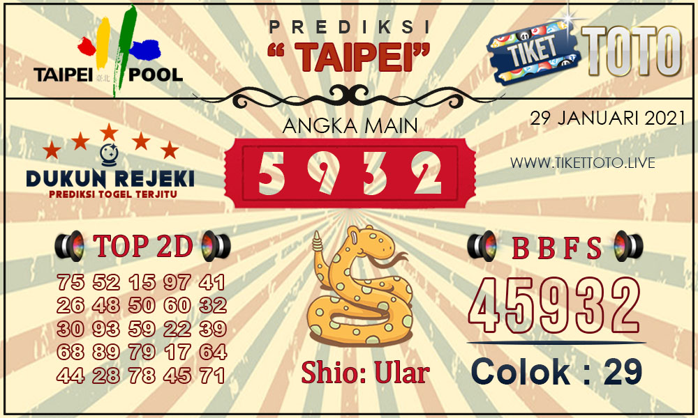 Prediksi Togel TAIPEI TIKETTOTO 29 JANUARI 2021