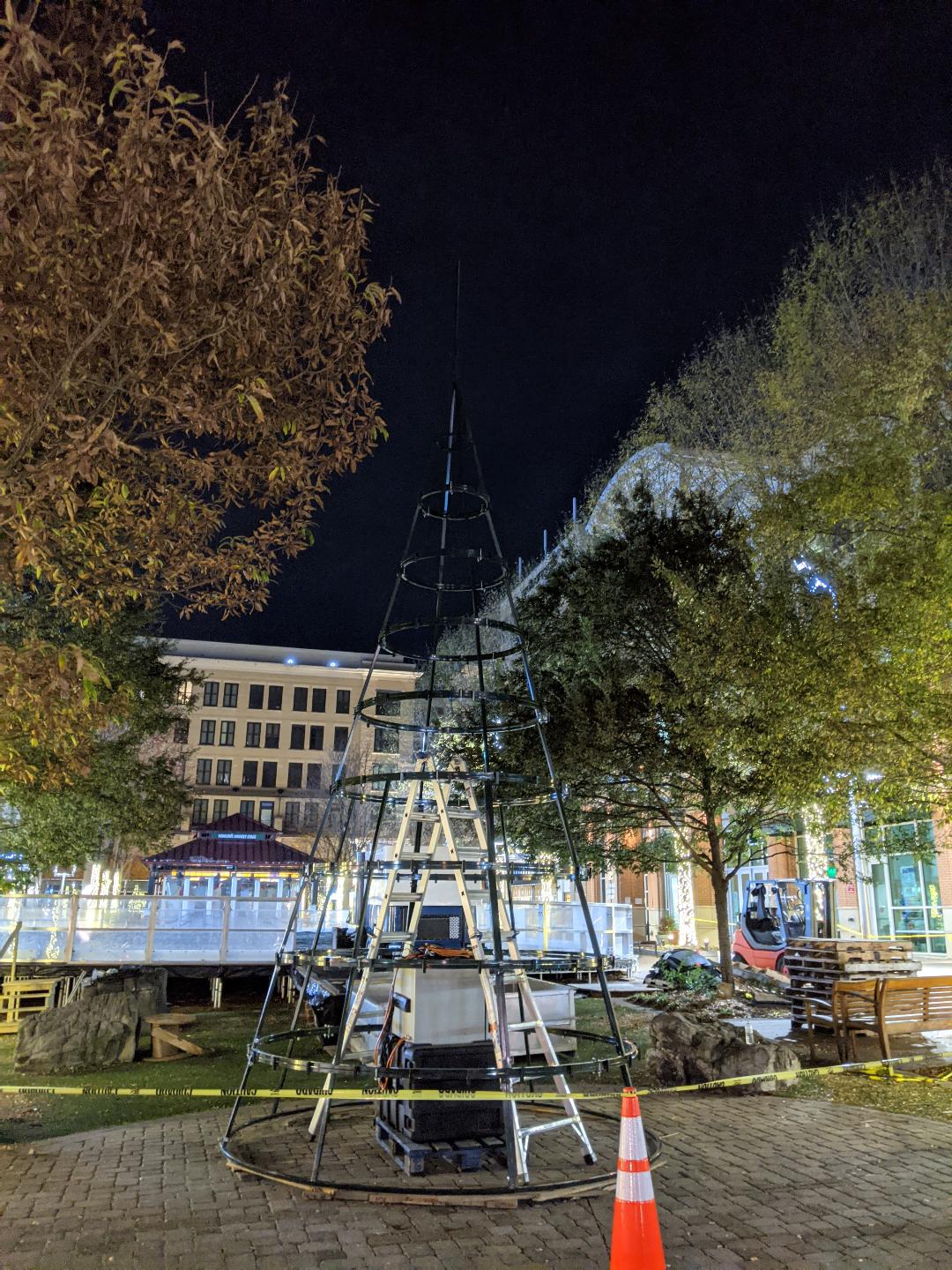 Rockville Nights Christmas trees being installed at Rockville Town