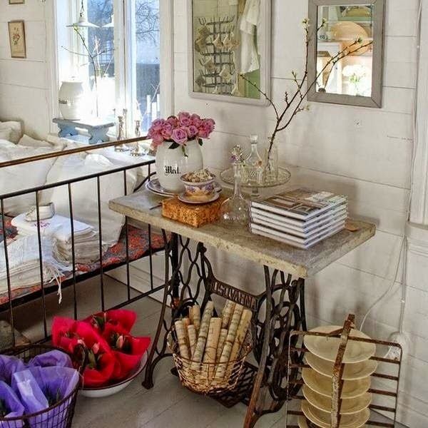 Old furniture redesign &#8211; the old sewing machine use as vintage furniture