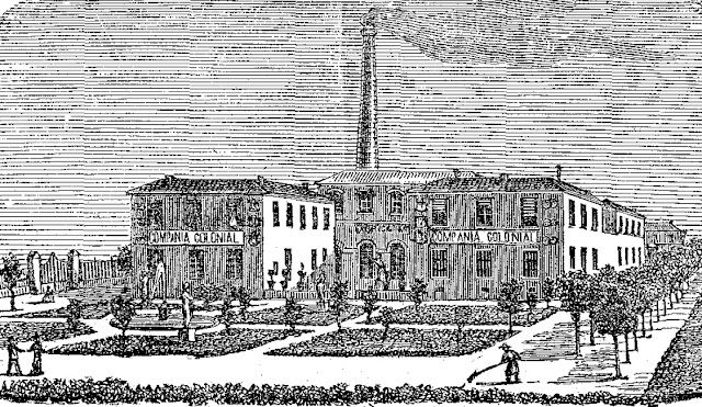 Fábrica de chocolates de la Compaía Colonial (ilustración publicada en la revista Escenas Contemporáneas en 1882) Fábrica de chocolates de la Compaía Colonial (ilustración publicada en la revista Escenas Contemporáneas en 1882)