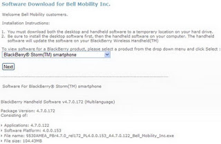 OS 4.7.0.122 Firmware Update for Bell BlackBerry Storm available