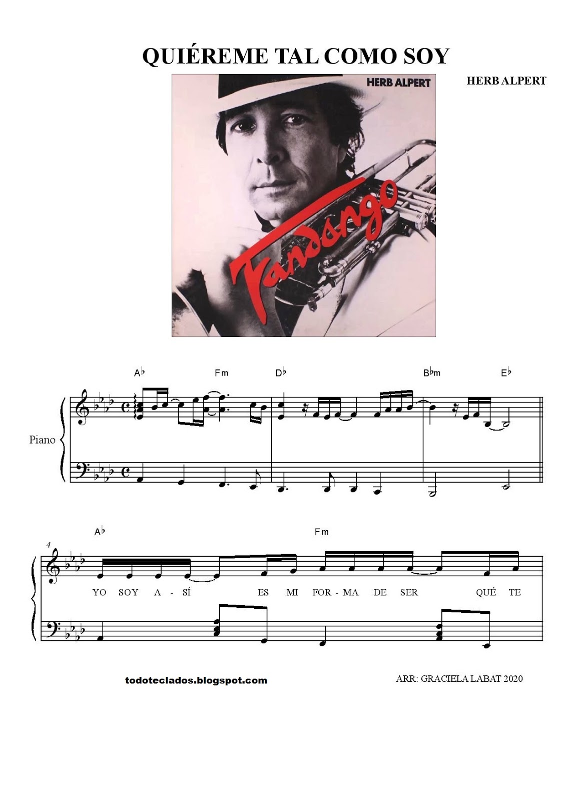 TODO TECLADOS "QUIÉREME TAL COMO SOY" HERB ALPERT