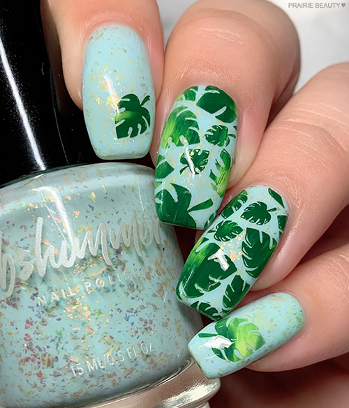 MANI MONDAY: Tropical Vibes Palm Leaves Nails - Prairie Beauty