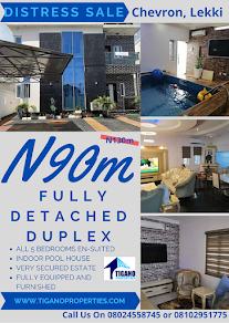 DISTRESS SALES: A 5 Bedroom Fully Detached Duplex With Swimming Pool and Fully Furnished in Lekki,