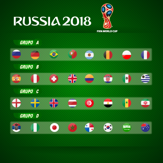Botón con banderas de países Mundial Rusia 2018