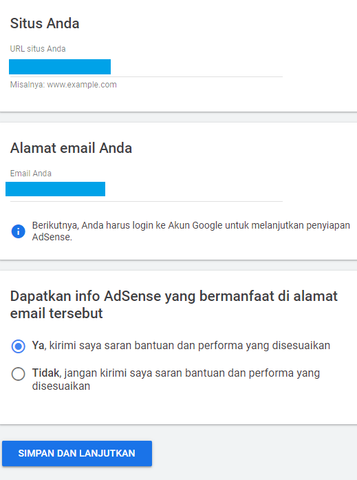 Cara Daftar Google Adsense non Hosted