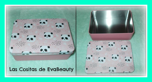 caja lata organizadora oso panda rosa tedi papeleria