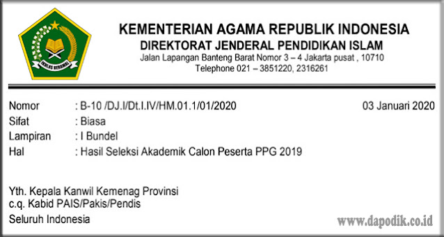 Pengumuman Hasil Seleksi Akademik Calon Peserta Ppg Tahun 2020 Dapodik Co Id