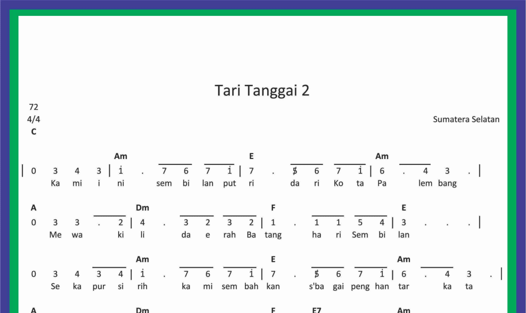 Not Angka Lagu Tari Tanggai 2 - SEKITAR MUSIK