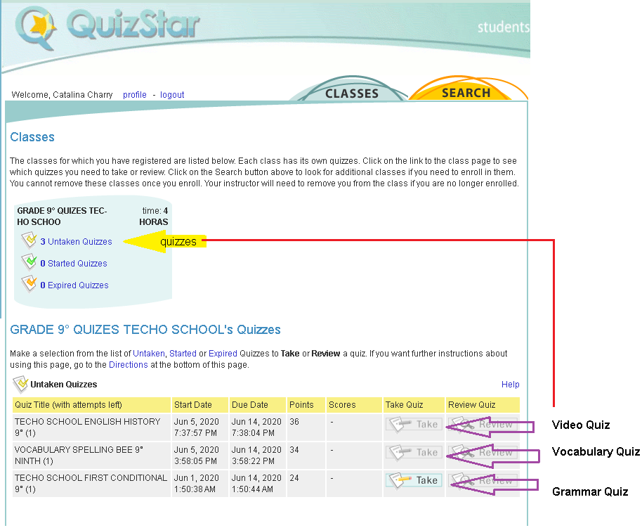 QUIZEST GRAMMAR VOCABULARY VIDEO 9°