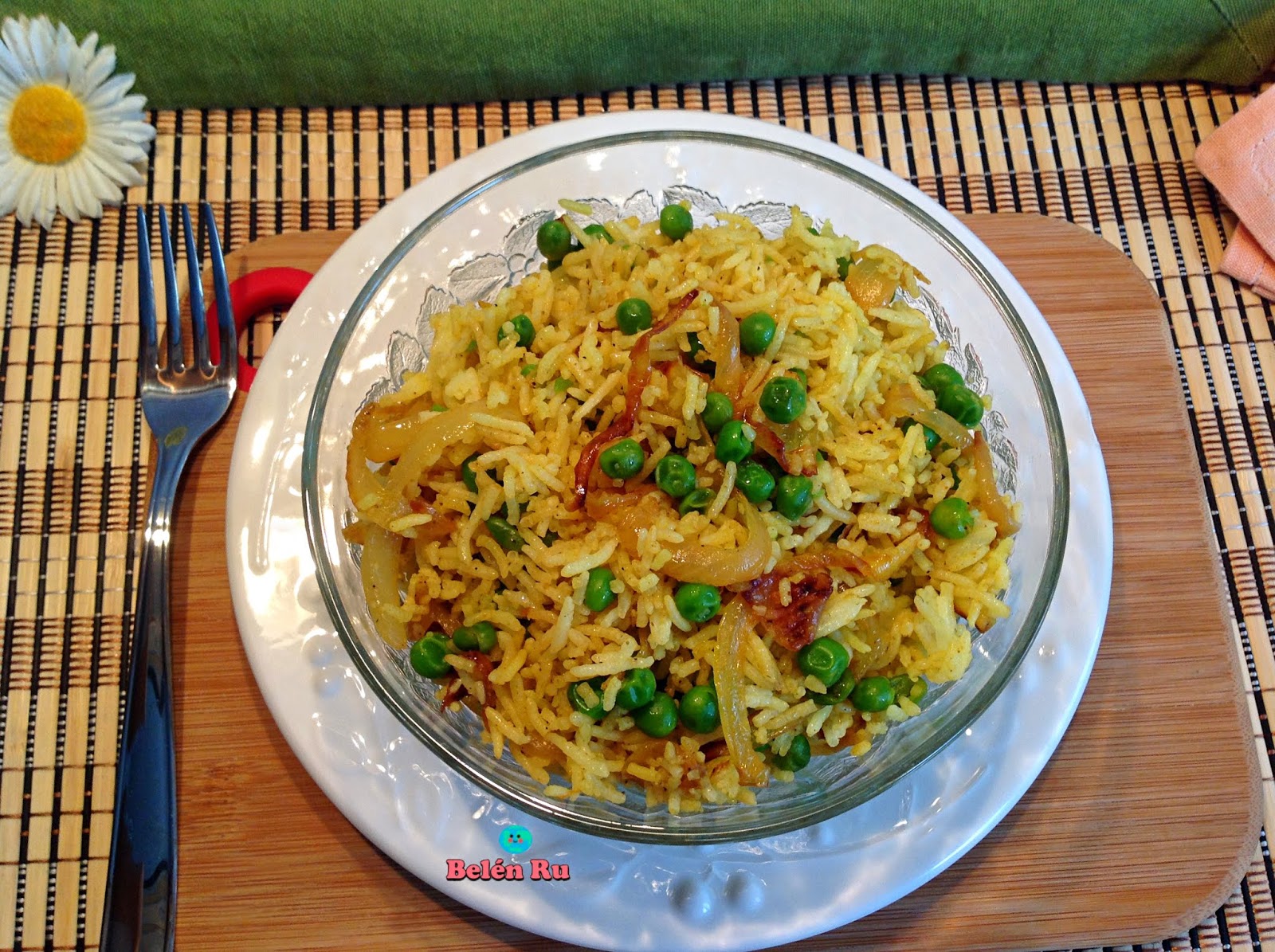 Arroz basmati frito con guisantes Matar pulao recipe Belén Ru y sus